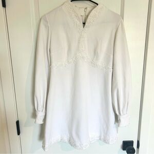 Elegant Vintage White Lace Trim Dress